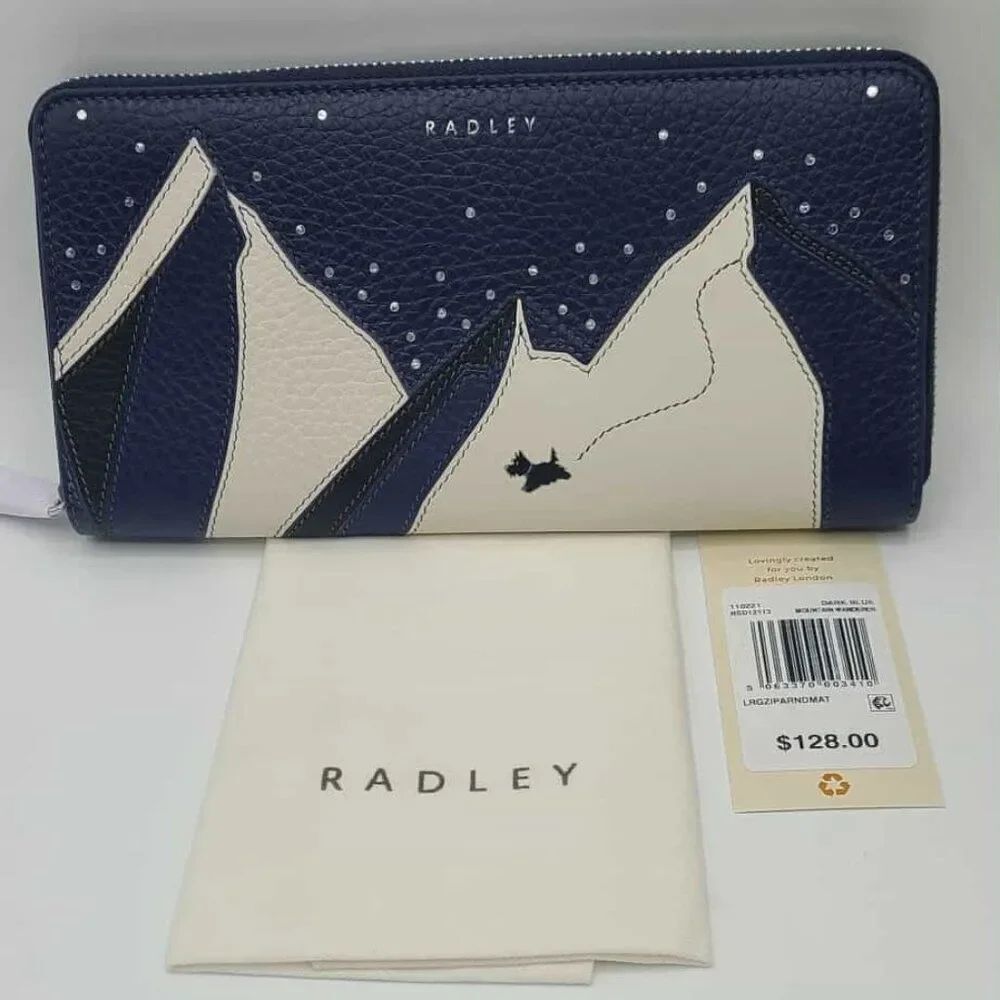 Radley London Mountain Wanderers Navy Large Zip Around Matinee Wallet NEW!